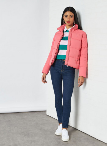 Recycled Nylon Puffer Jacket Glamour Pink