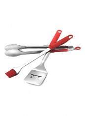 3-Piece Grill Tool Set Silver/Red 21.9 x 2.2 x 9.5inch reviews 3-Piece Grill Tool Set Silver/Red 21.9 x 2.2 x 9.5inch