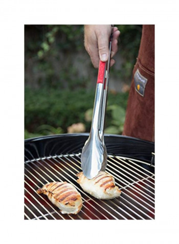 3-Piece Grill Tool Set Silver/Red 21.9 x 2.2 x 9.5inch