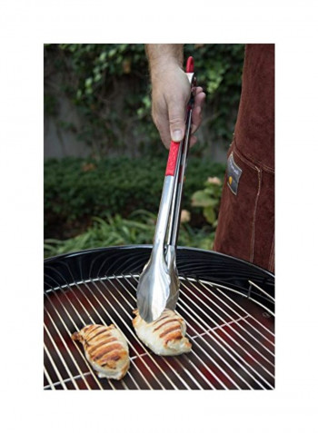 3-Piece Grill Tool Set Silver/Red 21.9 x 2.2 x 9.5inch