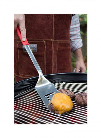 3-Piece Grill Tool Set Silver/Red 21.9 x 2.2 x 9.5inch