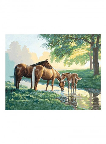 4-Piece Paint By Numbers Craft Kit Green/Brown/Yellow
