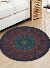 Vintage Ethnic Style Round Floor Mat Multicolour 120x120centimeter