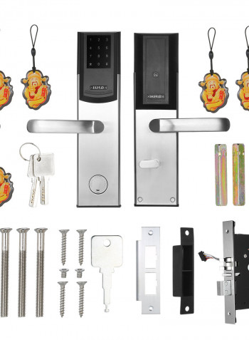 Three Unlocking Ways Security Door Lock Black/Silver 36 x 14.50 x 20.50cm