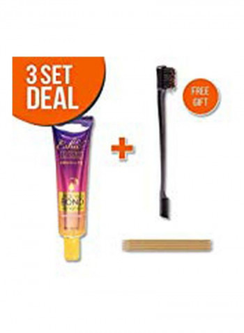 Wig Adhesive Glue With Edge Brush And Multi Purpose Wooden Stick Black/Beige