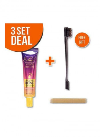 Wig Adhesive Glue With Edge Brush And Multi Purpose Wooden Stick Black/Beige