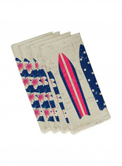 4-Piece Printed Polyester Napkin Grey/Pink/Blue 19x19x19inch