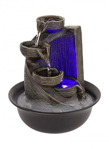 4-Tier Desktop Electric Water Fountain Decor With LED Tabletop Fountain Grey/Purple 7.9x8.7x7.9inch