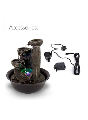 4-Tier Desktop Electric Water Fountain Decor With LED Tabletop Fountain Grey/Purple 7.9x8.7x7.9inch