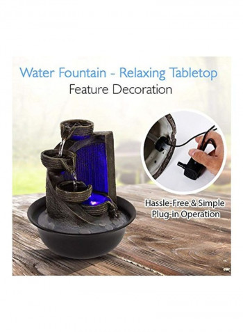 4-Tier Desktop Electric Water Fountain Decor With LED Tabletop Fountain Grey/Purple 7.9x8.7x7.9inch