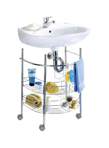 Wash-Basin Storage Cart Chrome 63.5x53x41centimeter