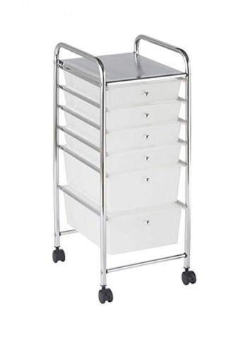 Mobile Organizer Drawer Silver/White 12.75x15.4x32inch