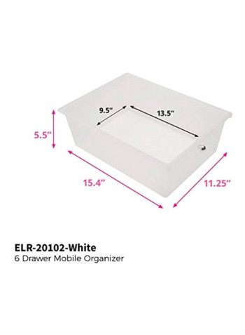 Mobile Organizer Drawer Silver/White 12.75x15.4x32inch