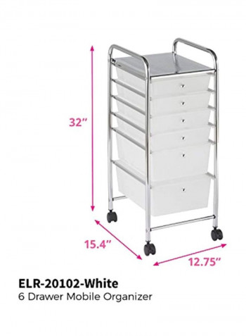 Mobile Organizer Drawer Silver/White 12.75x15.4x32inch