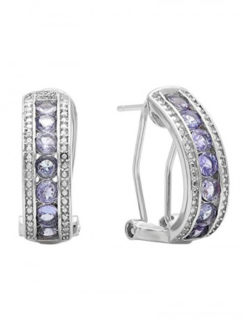 Sterling Diamond Hoops Earrings