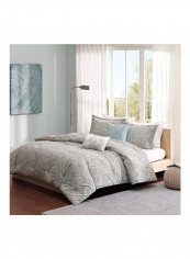 5-Piece Cotton Duvet Cover Set White King
