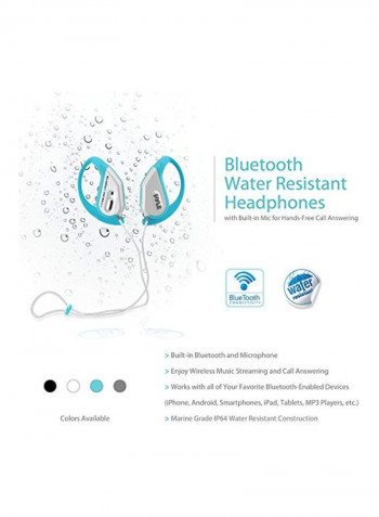 Water Resistant Bluetooth Sports Headphones PWBH18BL Blue/white