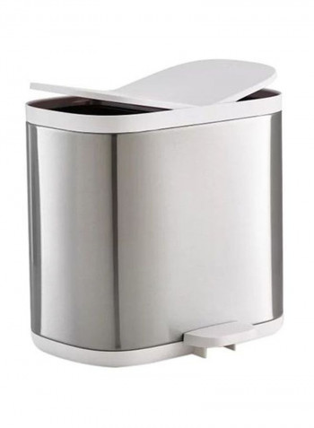 Split Recycler Bin Silver/White 27x28.4x18cm