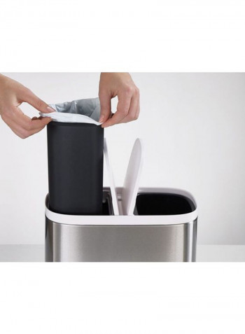 Split Recycler Bin Silver/White 27x28.4x18cm