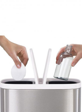 Split Recycler Bin Silver/White 27x28.4x18cm