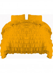 3-Piece Ruffled Duvet Set Cotton Gold 102 X 86inch