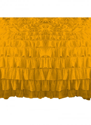 3-Piece Ruffled Duvet Set Cotton Gold 102 X 86inch