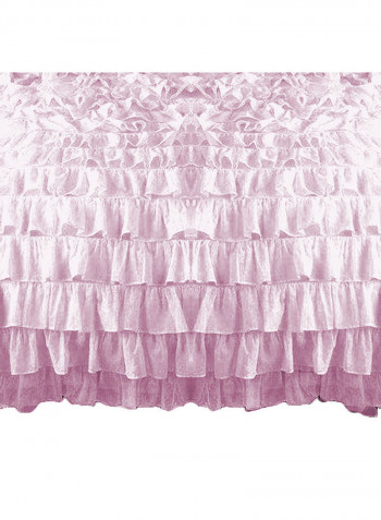 3-Piece Ruffled Duvet Set Cotton Pink 78 x 78inch