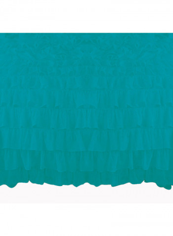 3-Piece Ruffled Duvet Cover Set Cotton Turquoise Blue 53 x 78inch