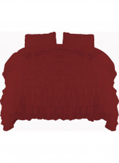 3-Piece Ruffled Duvet Set Cotton Brown 78 X 78inch