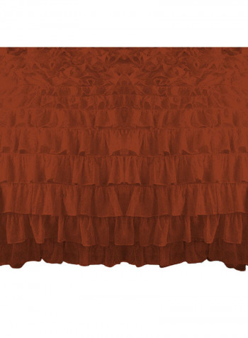 3-Piece Ruffled Duvet Set Cotton Brown 114 X 96inch