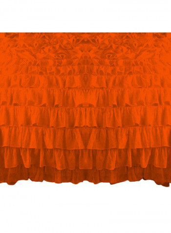 3-Piece Ruffled Duvet Set Cotton Orange 78 X 78inch