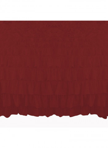 3 Piece Ruffled Duvet Set Solid Cotton Burgundy 114x96inch