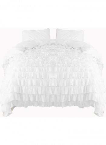 3-Piece Duvet Cover Set Cotton White 53 X  78inch