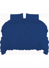 3-Piece Ruffled Duvet Set Cotton Blue 102 x 86inch