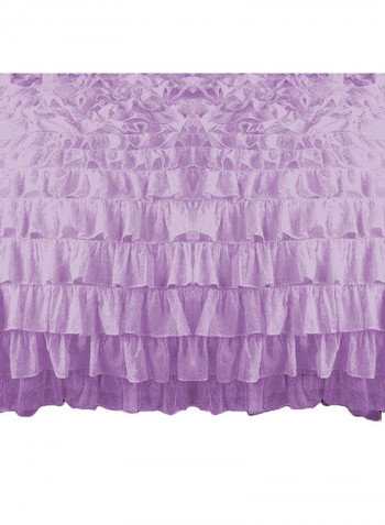 3-Piece Ruffled Duvet Set Cotton Purple 78 X 78inch