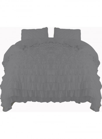 3-Piece Duvet Cover Set Cotton Grey 53 X  78inch