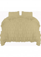 3-Piece Ruffled Duvet Set Cotton Beige 78 X 78inch