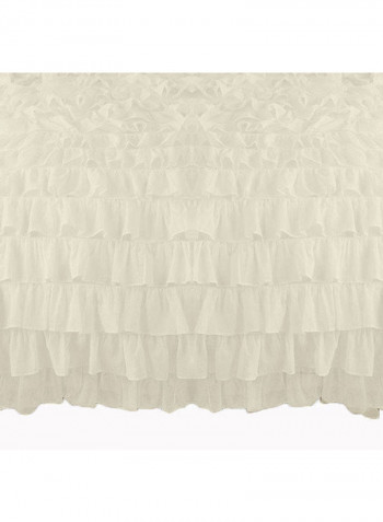 3-Piece Ruffled Duvet Set Cotton White 86 X 90inch