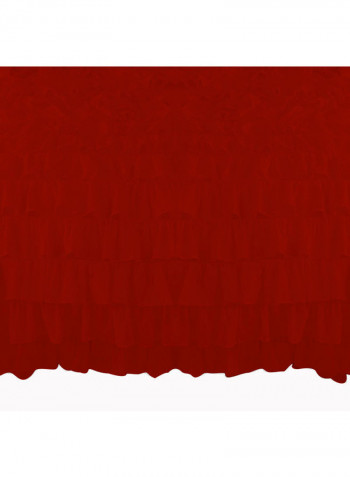 3 Piece Ruffled Duvet Set Cotton Blood Red 114x96inch