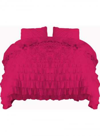 3-Piece Duvet Cover Set Cotton Hot Pink 78 x 78inch