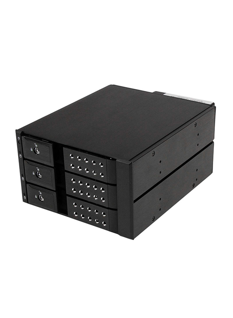 3-Drive Bay Trayless Hot Swap Mobile Rack Backplane With Fan And Lock 3.5inch Black