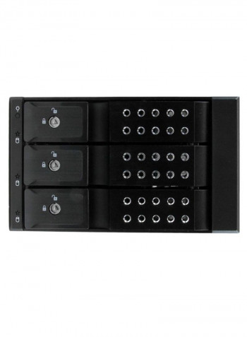 3-Drive Bay Trayless Hot Swap Mobile Rack Backplane With Fan And Lock 3.5inch Black