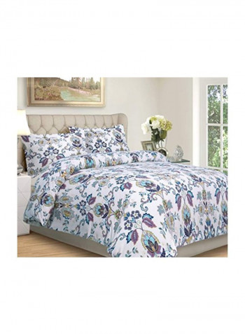 3-Piece Paisley Printed Duvet Cover Set White/Blue/Pink King