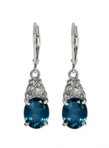 925 Sterling Silver Gold Plated 6.54 Ct Topaz Studded Dangle Earrings