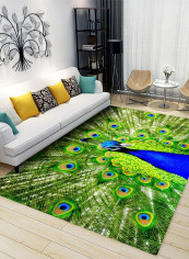 1 Piece Rug Soft Rectangle Peacock Print Living Room Bedside Floor Mat multicolour 80*180(W*L)cmcm