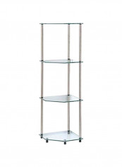 4-Level Corner Shelf Silver/Clear 13.8x13.8x46.5inch