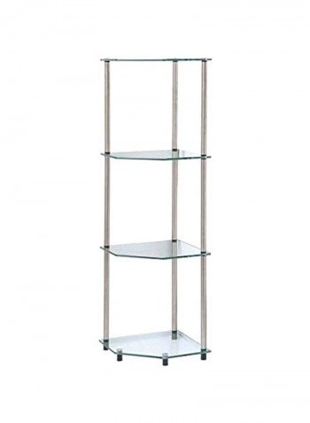 4-Level Corner Shelf Silver/Clear 13.8x13.8x46.5inch