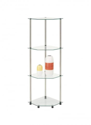 4-Level Corner Shelf Silver/Clear 13.8x13.8x46.5inch