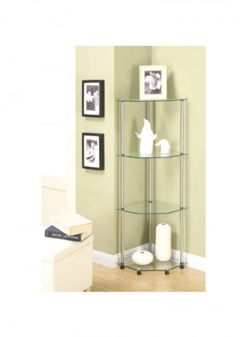 4-Level Corner Shelf Silver/Clear 13.8x13.8x46.5inch