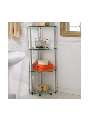 4-Level Corner Shelf Silver/Clear 13.8x13.8x46.5inch